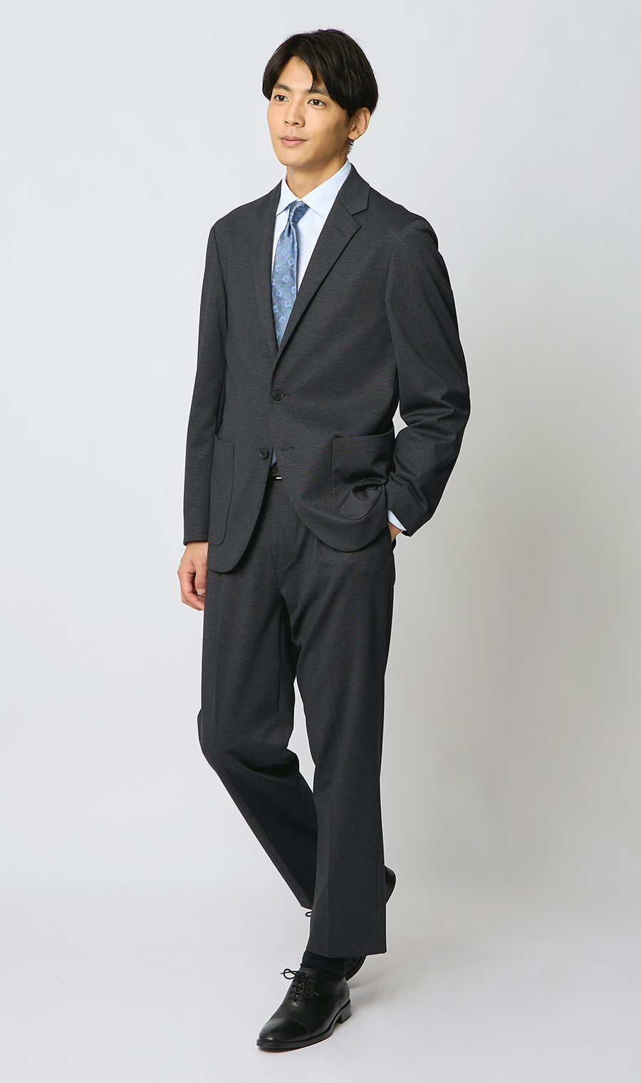 ルーズフィットスラックス【セットアップ着用可】【裾上げ済み】 チャコール S