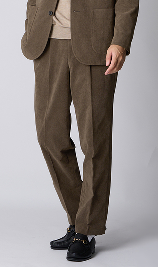 Loose-fitting corduroy slacks (suitable for coordinating) (pre-hemmed)