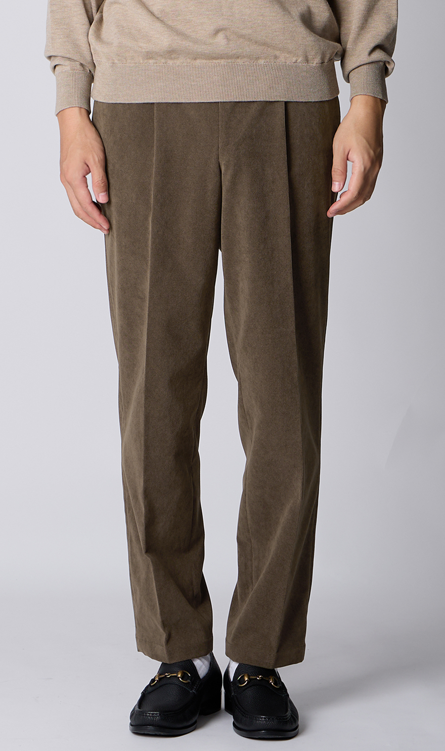 ルーズフィットスラックス【コーデュロイ】【セットアップ着用可】【裾上げ済み】 ブラウン S