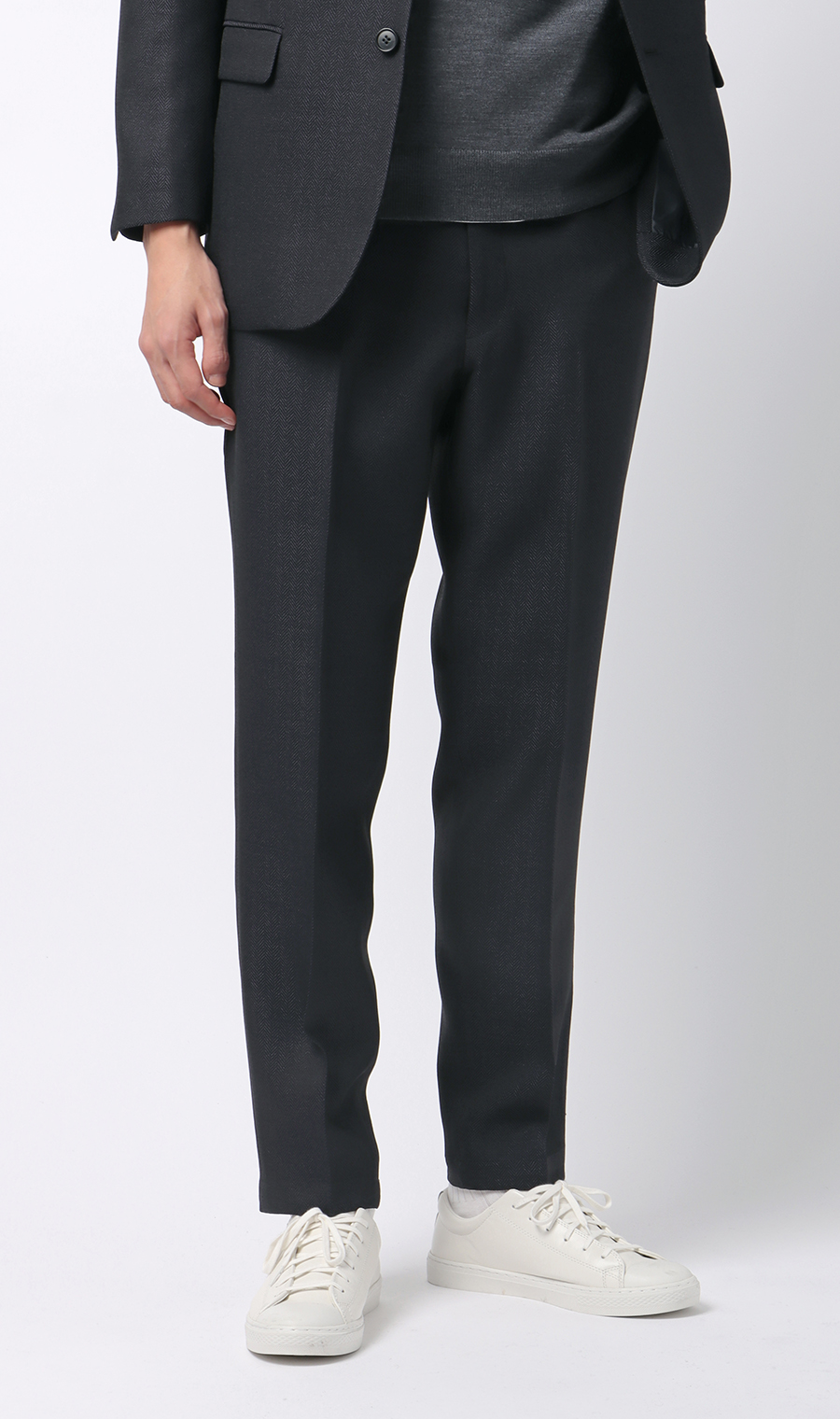 スタイリッシュスラックス【ツイード】【セットアップ着用可】【裾上げ済み】 ネイビー LL