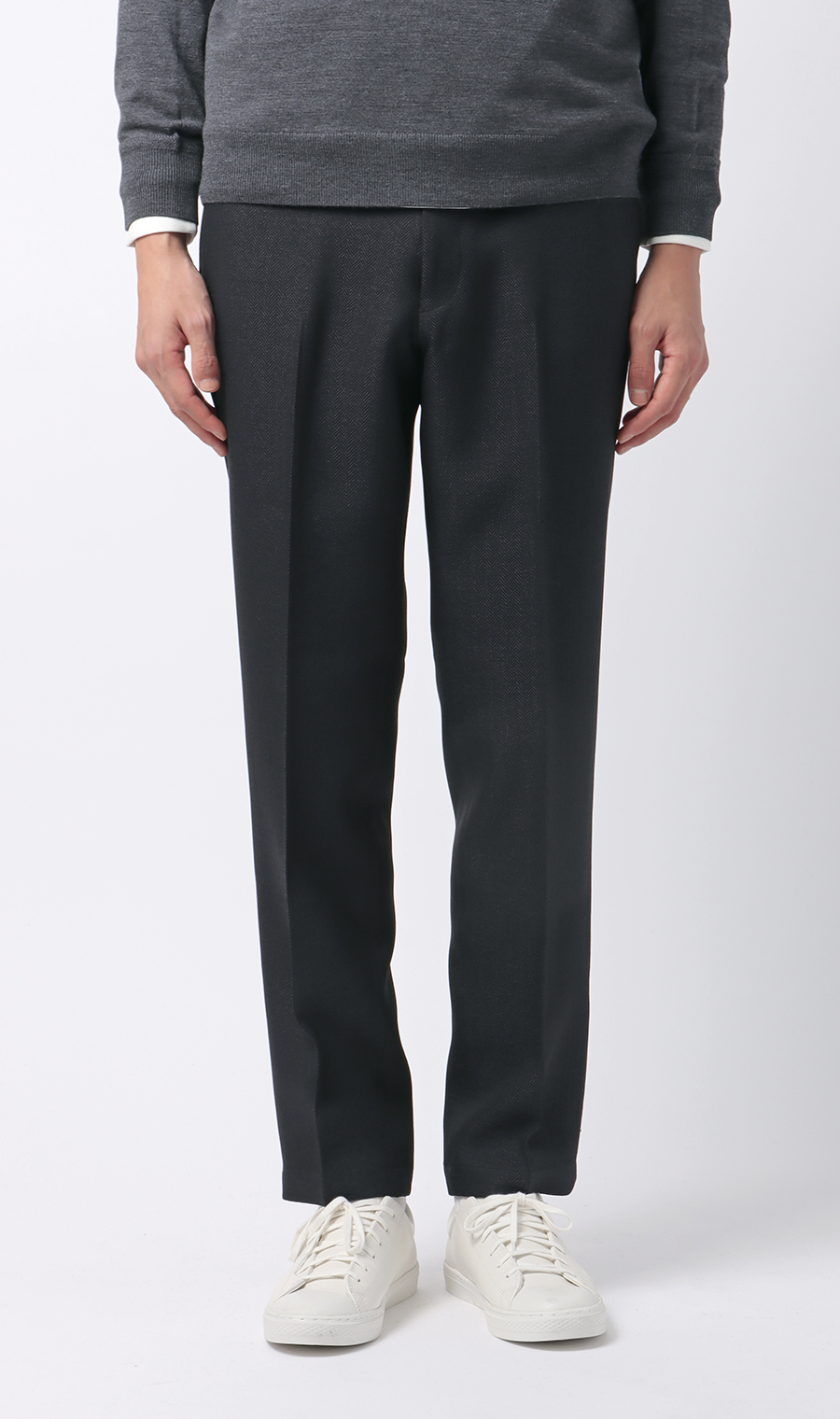 スタイリッシュスラックス【ツイード】【セットアップ着用可】【裾上げ済み】 ネイビー LL