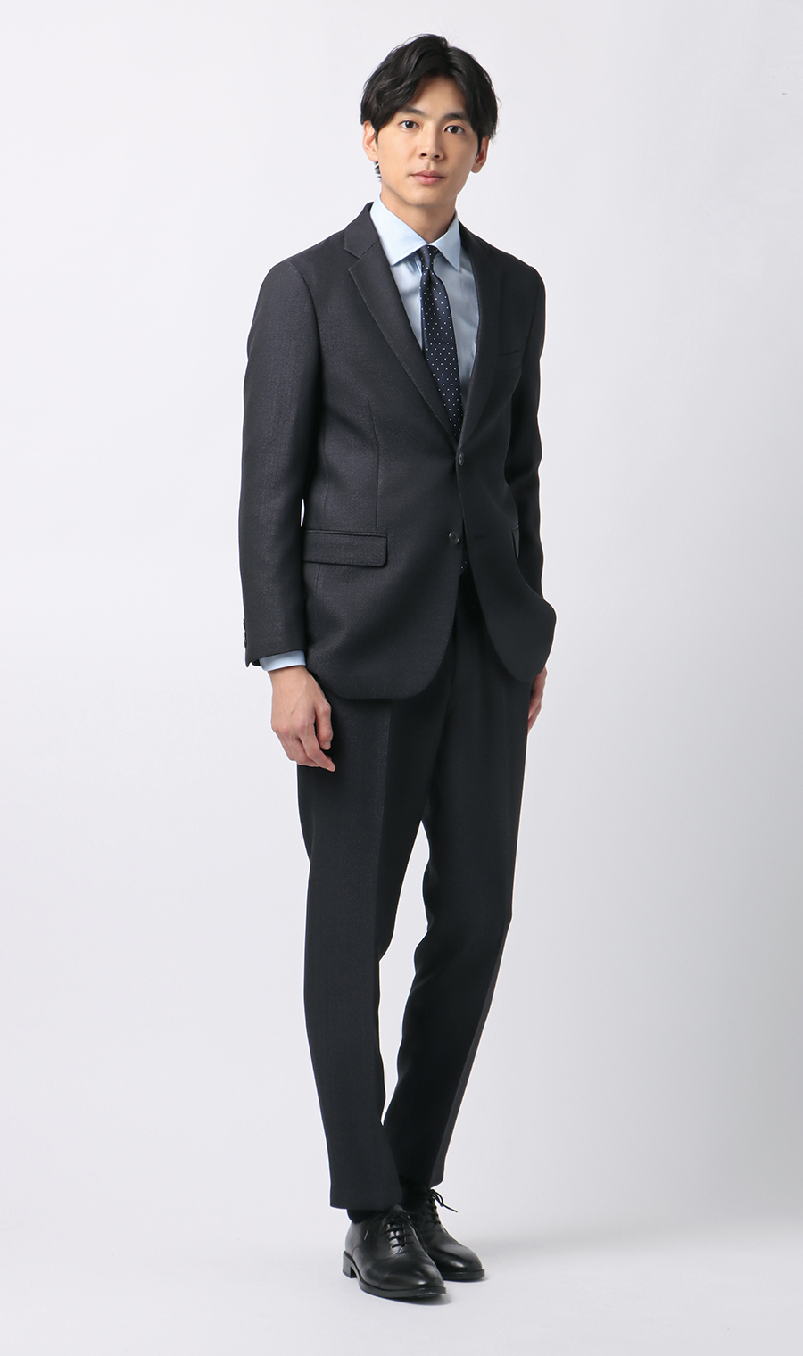 スタイリッシュスラックス【ツイード】【セットアップ着用可】【裾上げ済み】 ネイビー LL