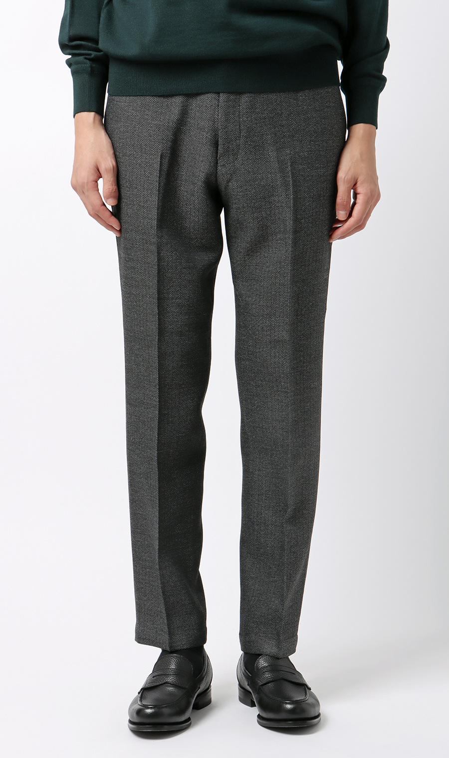 スタイリッシュスラックス【ツイード】【セットアップ着用可】【裾上げ済み】 チャコール L