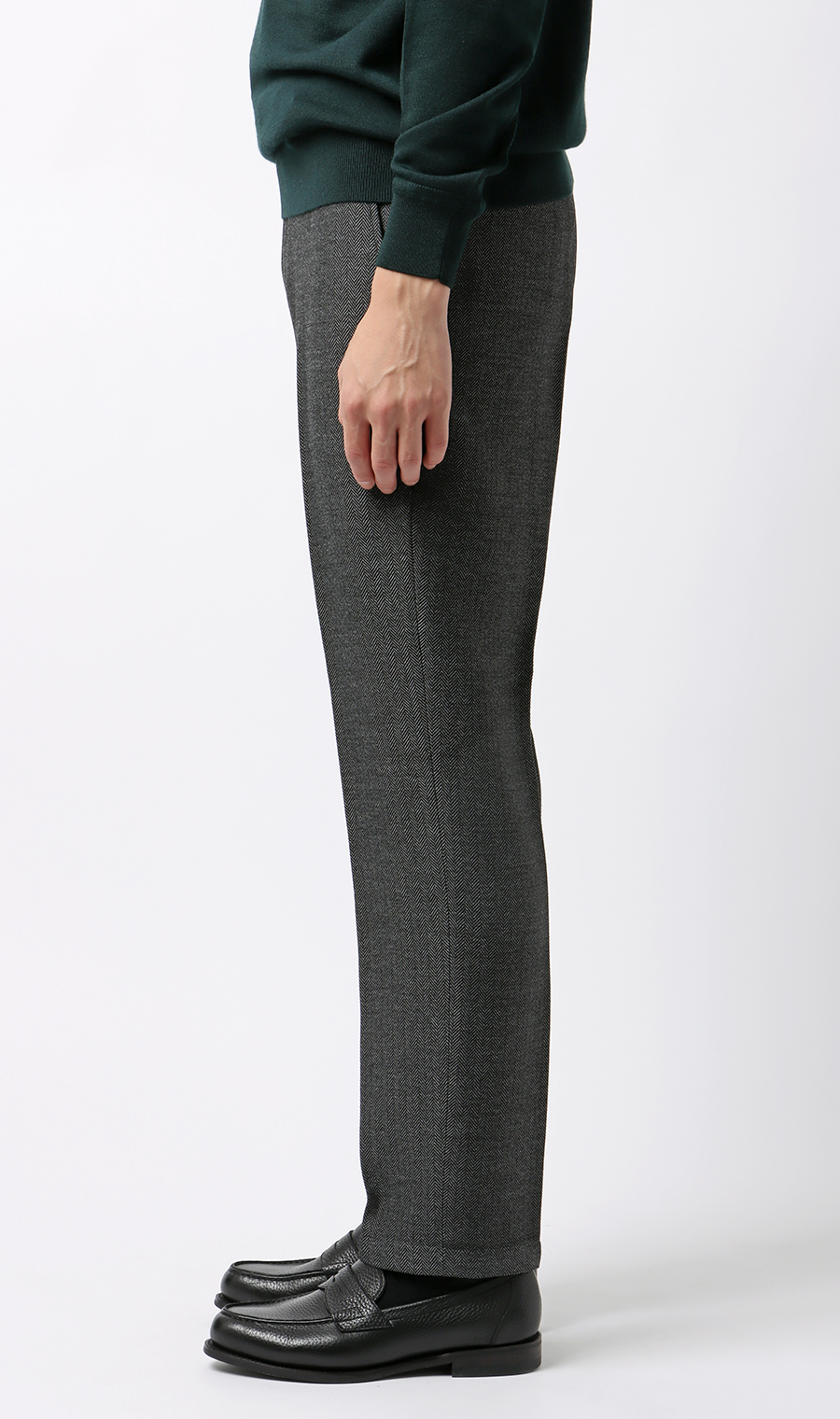 スタイリッシュスラックス【ツイード】【セットアップ着用可】【裾上げ済み】 チャコール L