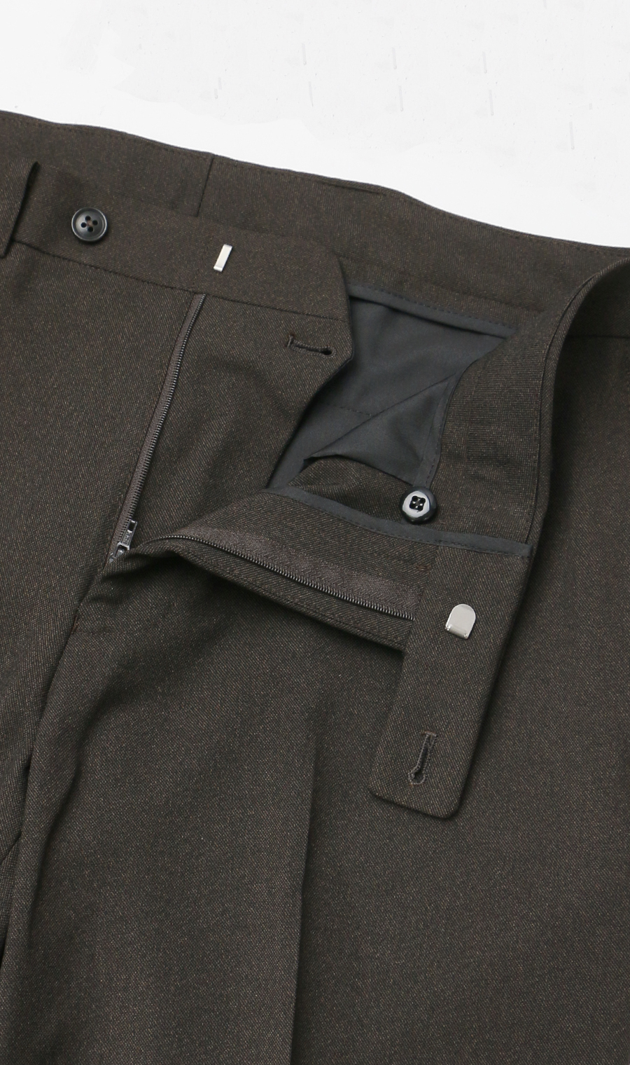 スタイリッシュスラックス【ノータック】【ウォッシャブル】【乾燥機OK】【セットアップ着用可】 ブラウン 76cm