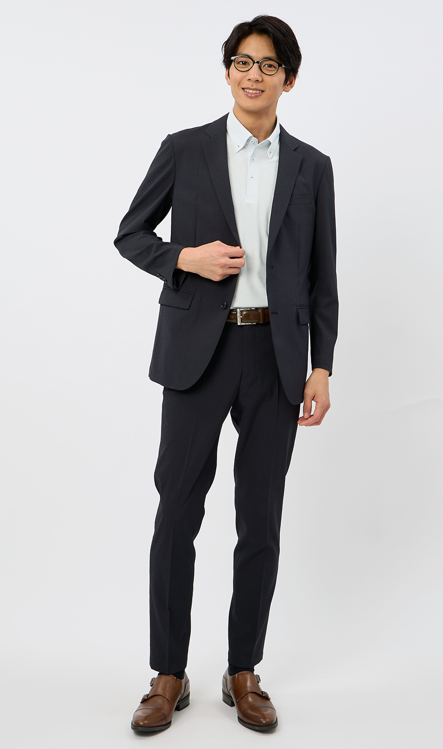 スタイリッシュスラックス【TEXBRID】【セットアップ対応】【裾上げ済み】 ネイビー S