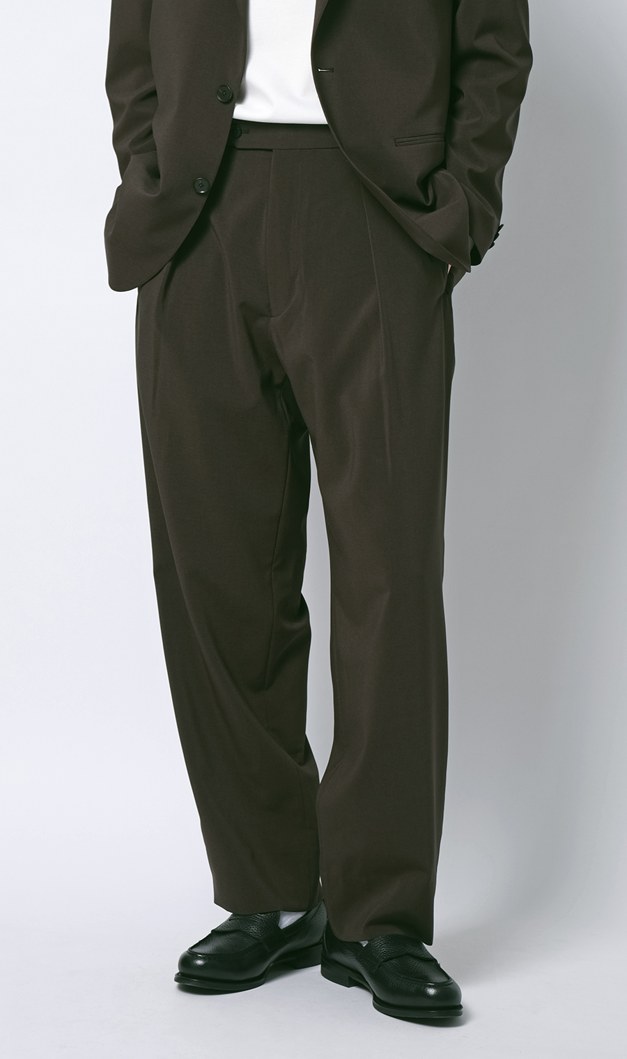 スタイリッシュスラックス【セットアップ着用可】【裾上げ済み】 ブラウン S