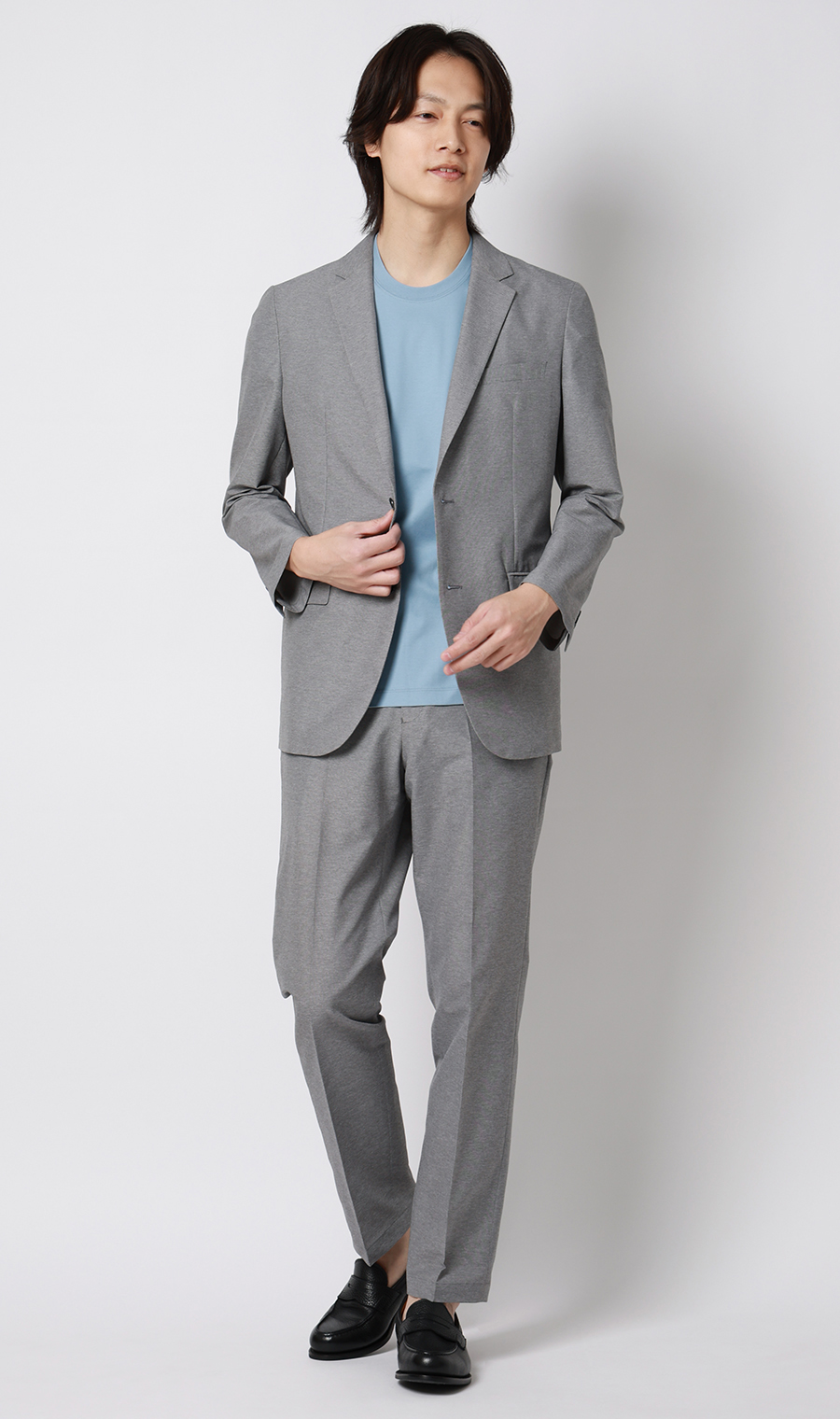 スタイリッシュスラックス【超軽量】【TEXBRID】【セットアップ着用可】【裾上げ済み】 ライトグレー M