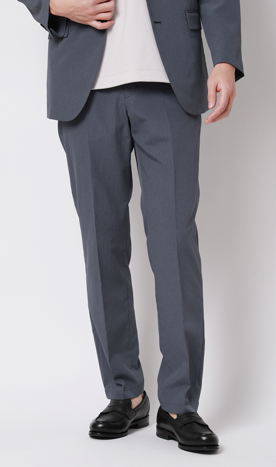 スタイリッシュスラックス【超軽量】【セットアップ着用可】【裾上げ済み】 ブルー M