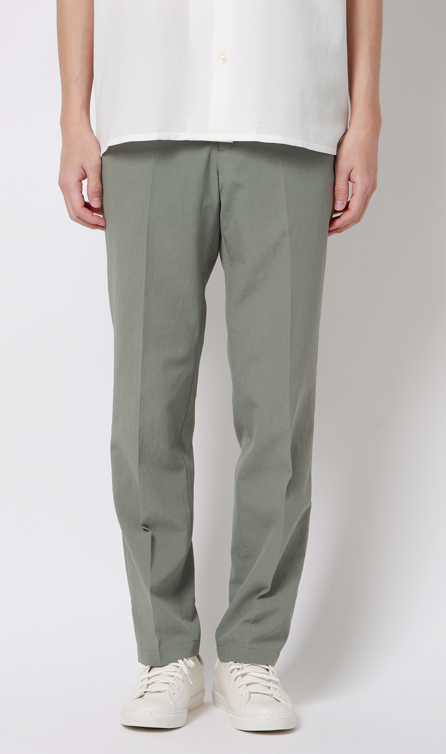 スタイリッシュスラックス【超軽量】【セットアップ着用可】【裾上げ済み】 グリーン M