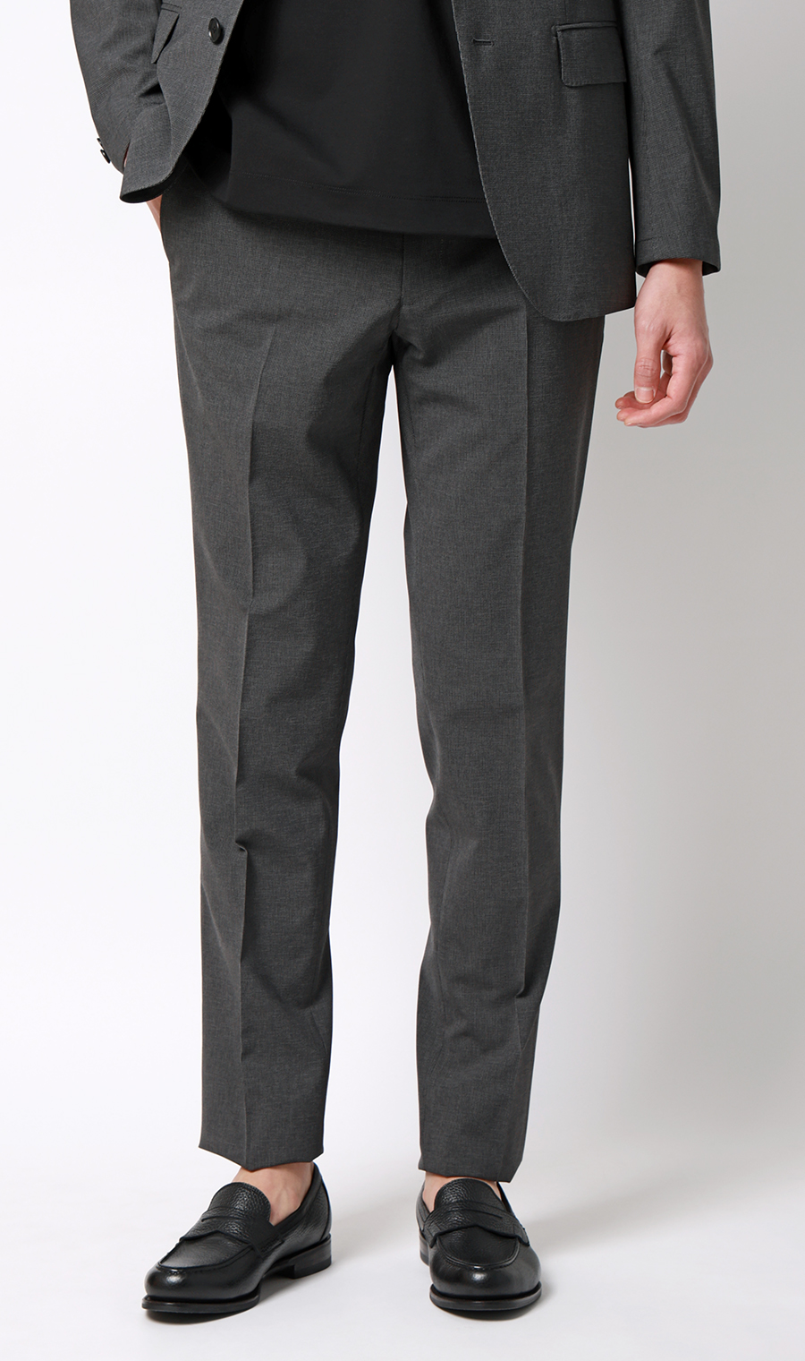 スタイリッシュスラックス【ウォッシャブル】【乾燥機OK】【セットアップ着用可】 チャコール 76cm