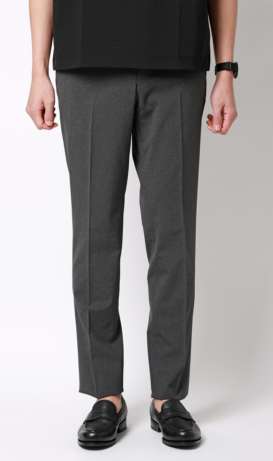 スタイリッシュスラックス【ウォッシャブル】【乾燥機OK】【セットアップ着用可】 チャコール 76cm