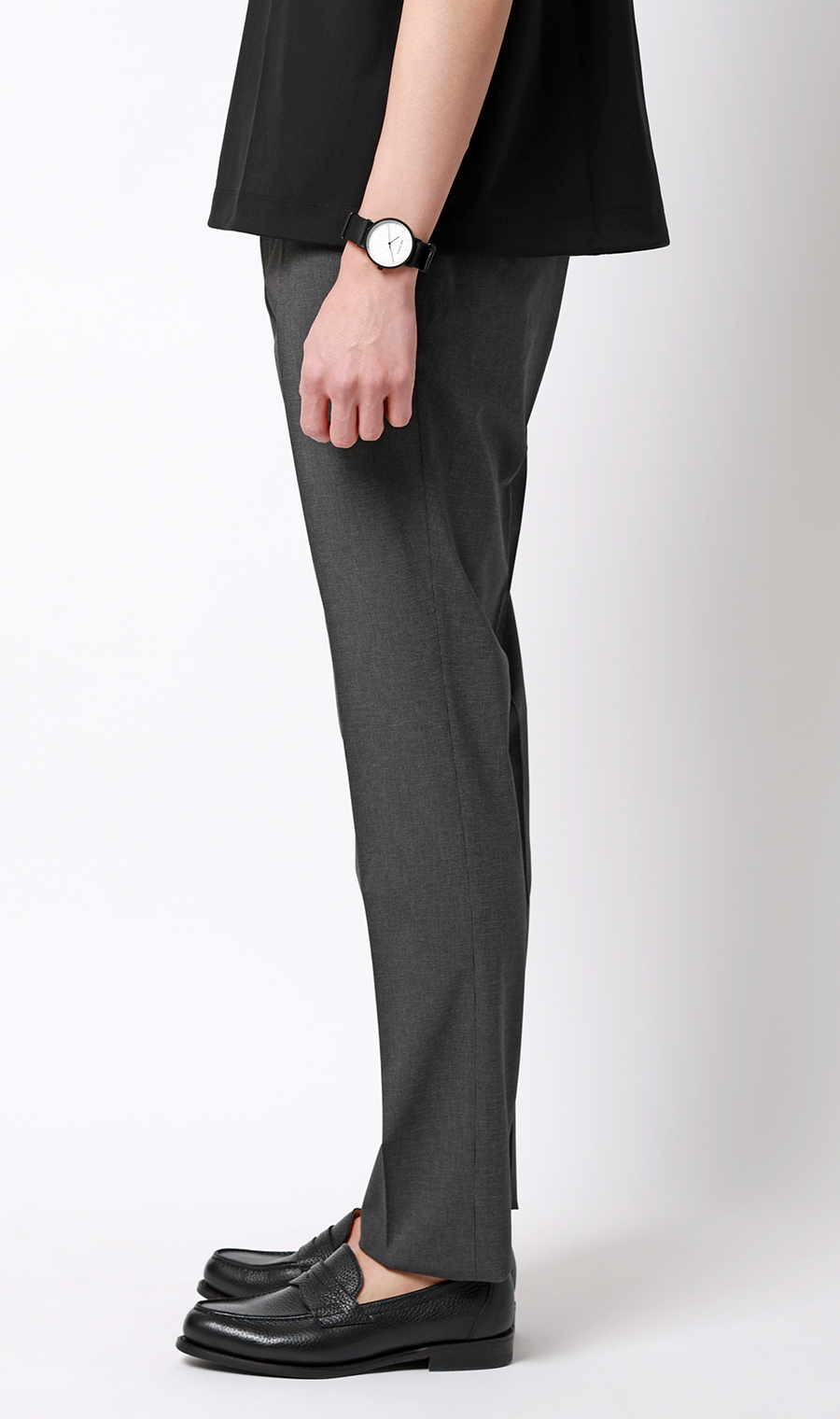 スタイリッシュスラックス【ウォッシャブル】【乾燥機OK】【セットアップ着用可】 チャコール 76cm