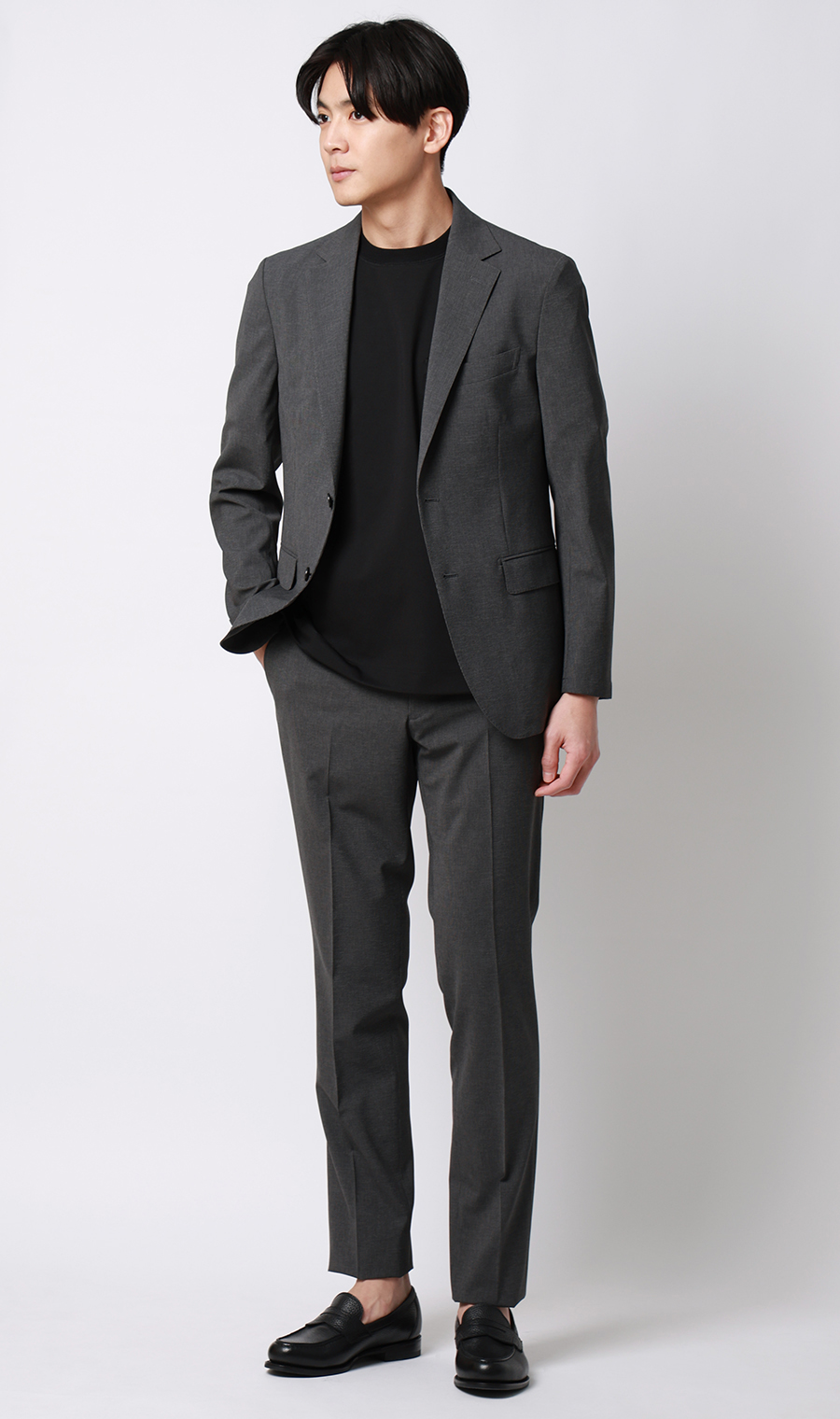 スタイリッシュスラックス【ウォッシャブル】【乾燥機OK】【セットアップ着用可】 チャコール 76cm