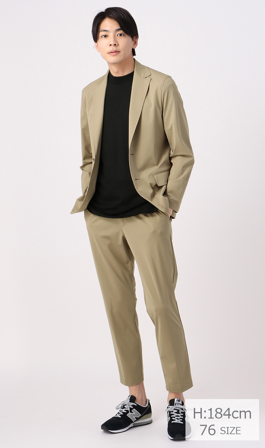 ゼロプレッシャースーツ【スラックス】【4WAYストレッチ】【セットアップ着用可】【裾上げ済み】 ベージュ 76cm