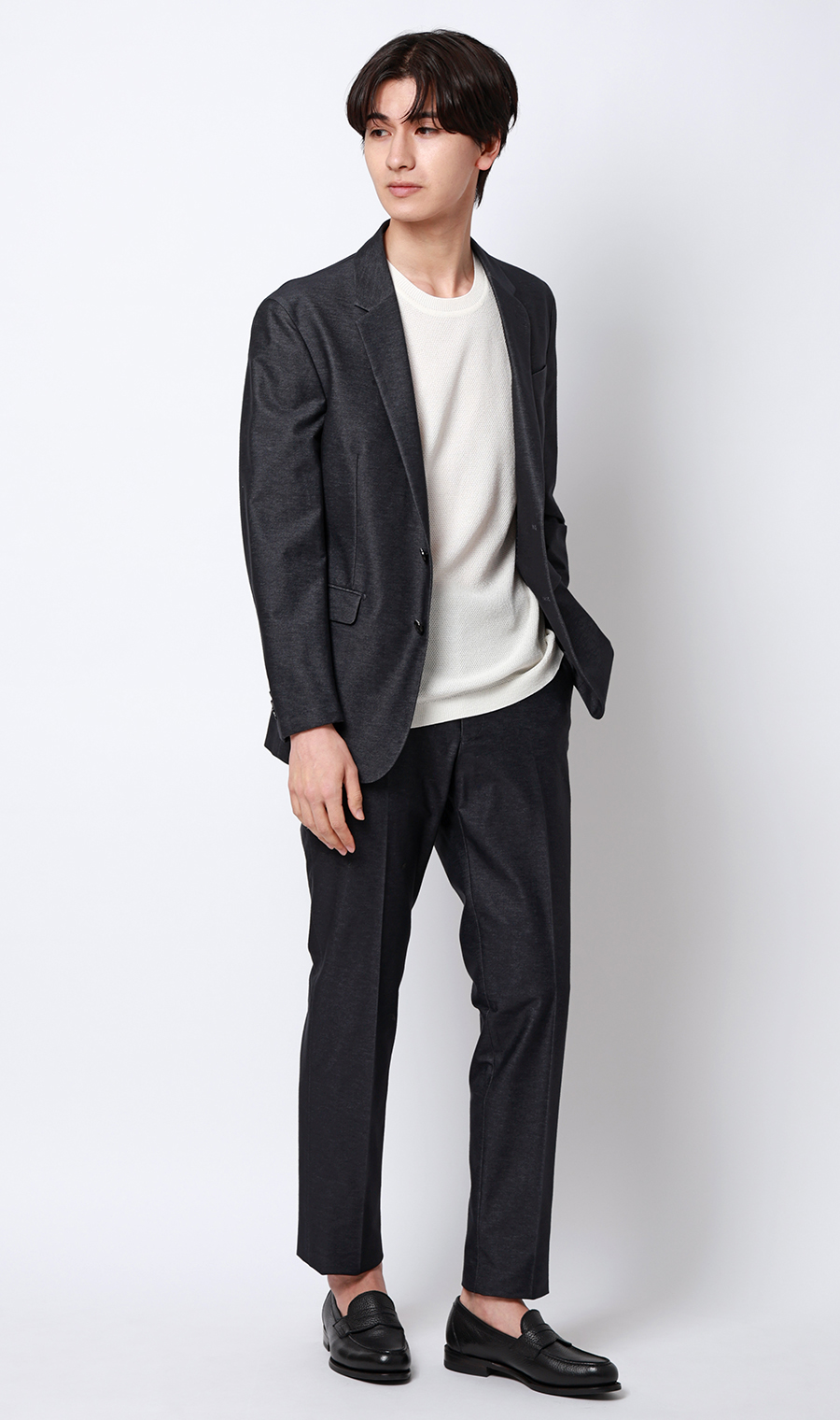 ノープリーツテーパードパンツ【セットアップ着用可】 ネイビー S