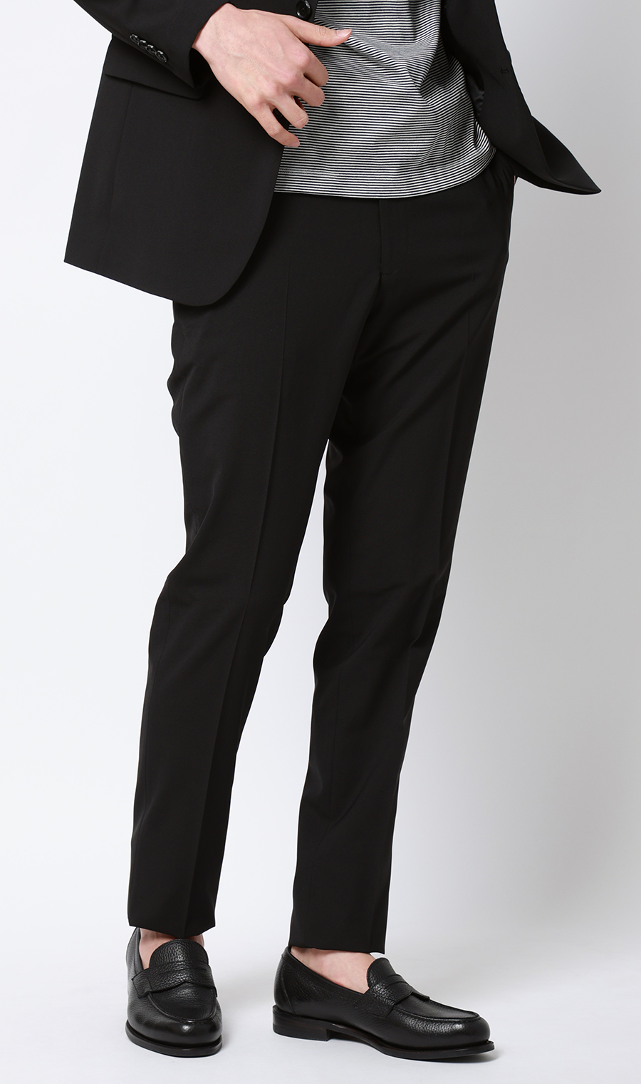 ノープリーツテーパードパンツ【セットアップ着用可】 ブラック S