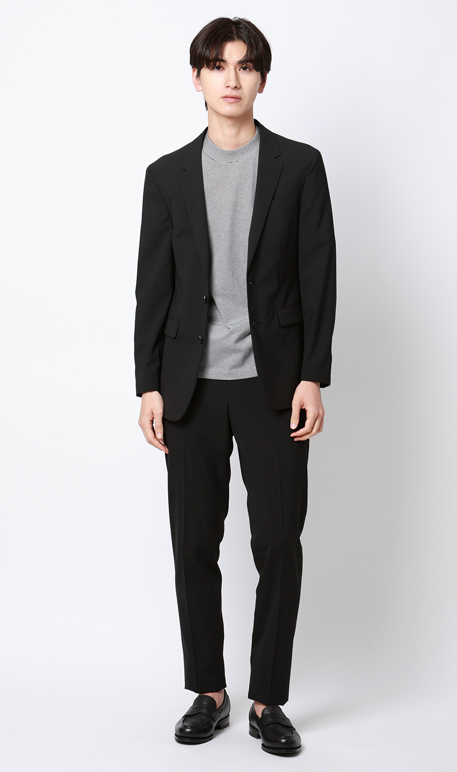 ノープリーツテーパードパンツ【セットアップ着用可】 ブラック S