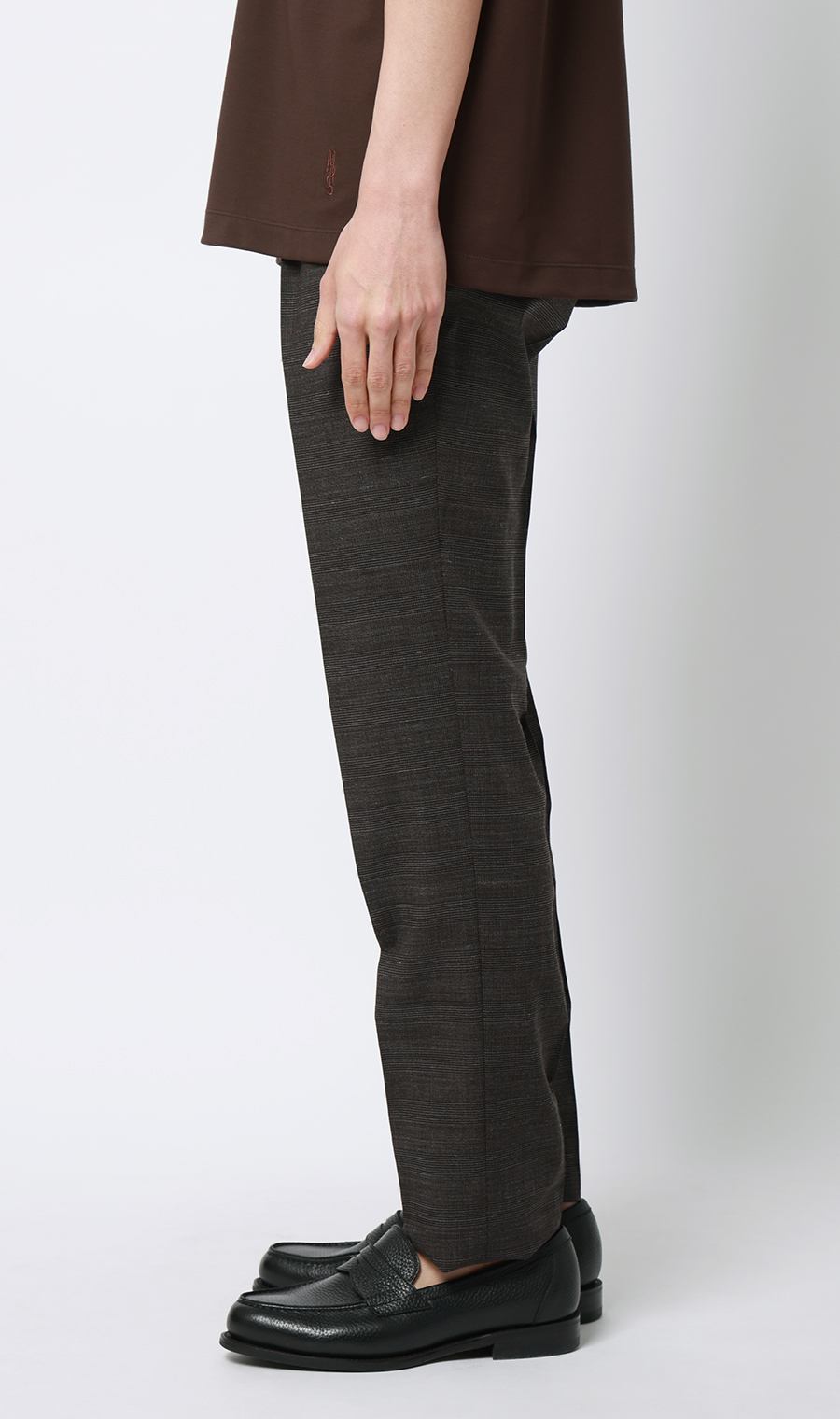 ワンプリーツテーパードパンツ【セットアップ着用可】 ブラウン S