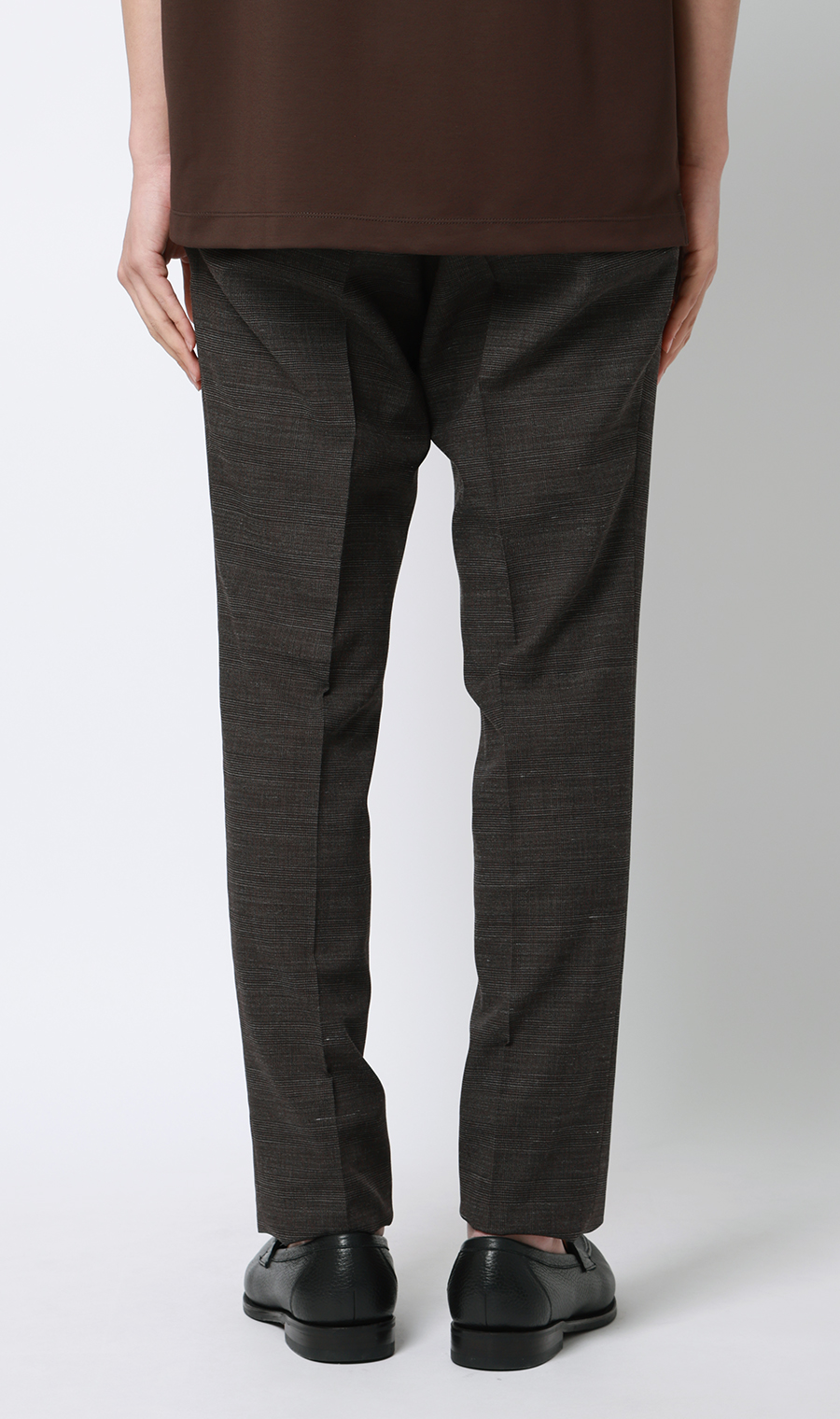 ワンプリーツテーパードパンツ【セットアップ着用可】 ブラウン S