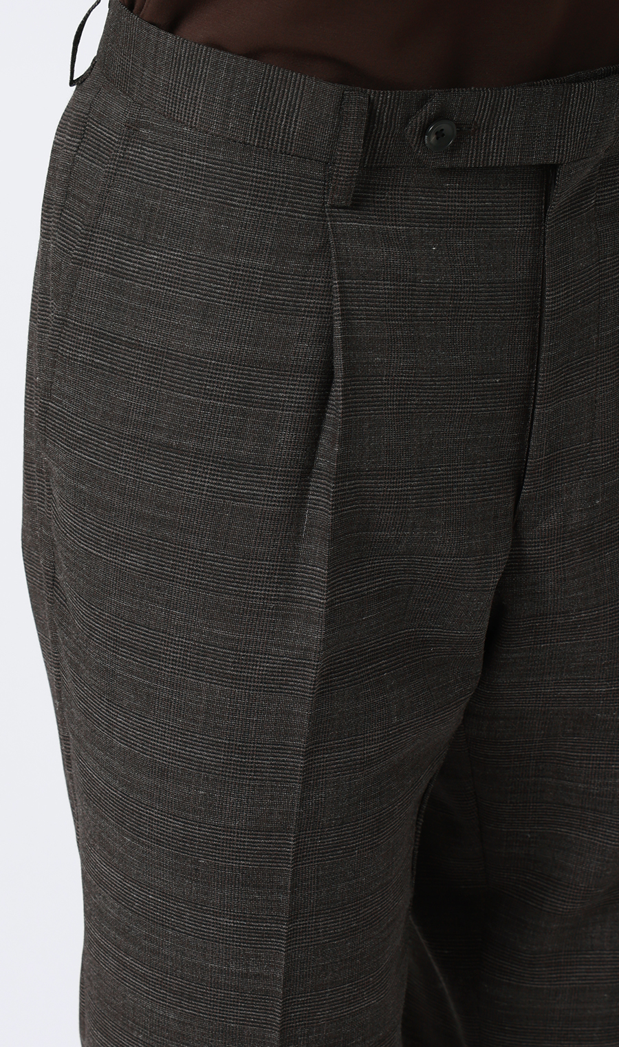 ワンプリーツテーパードパンツ【セットアップ着用可】 ブラウン S