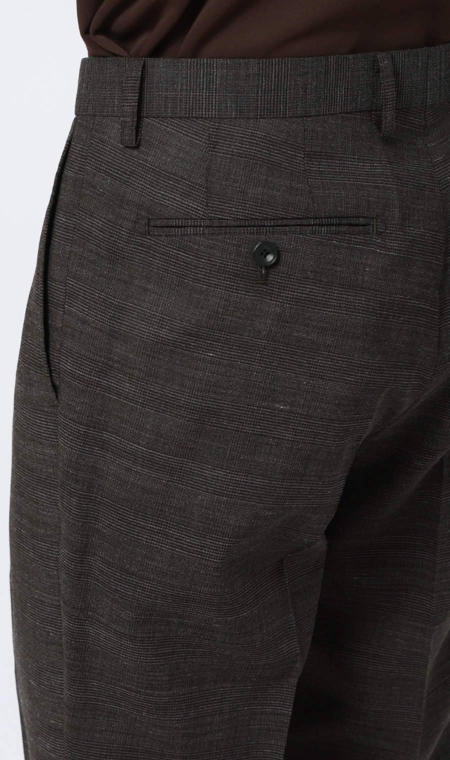 ワンプリーツテーパードパンツ【セットアップ着用可】 ブラウン S