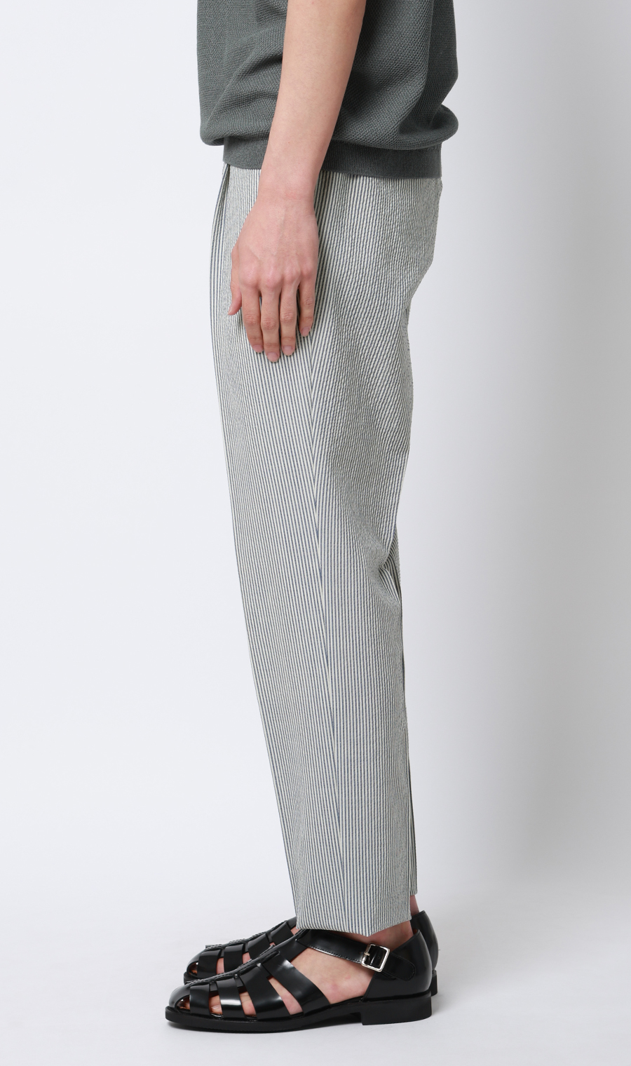 ワンプリーツテーパードパンツ【セットアップ着用可】 ブルー S