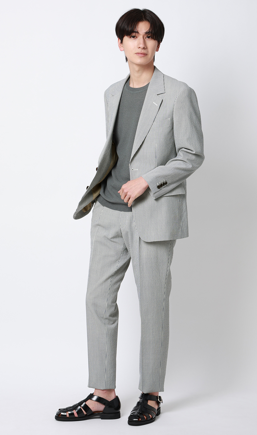 ワンプリーツテーパードパンツ【セットアップ着用可】 ブルー S