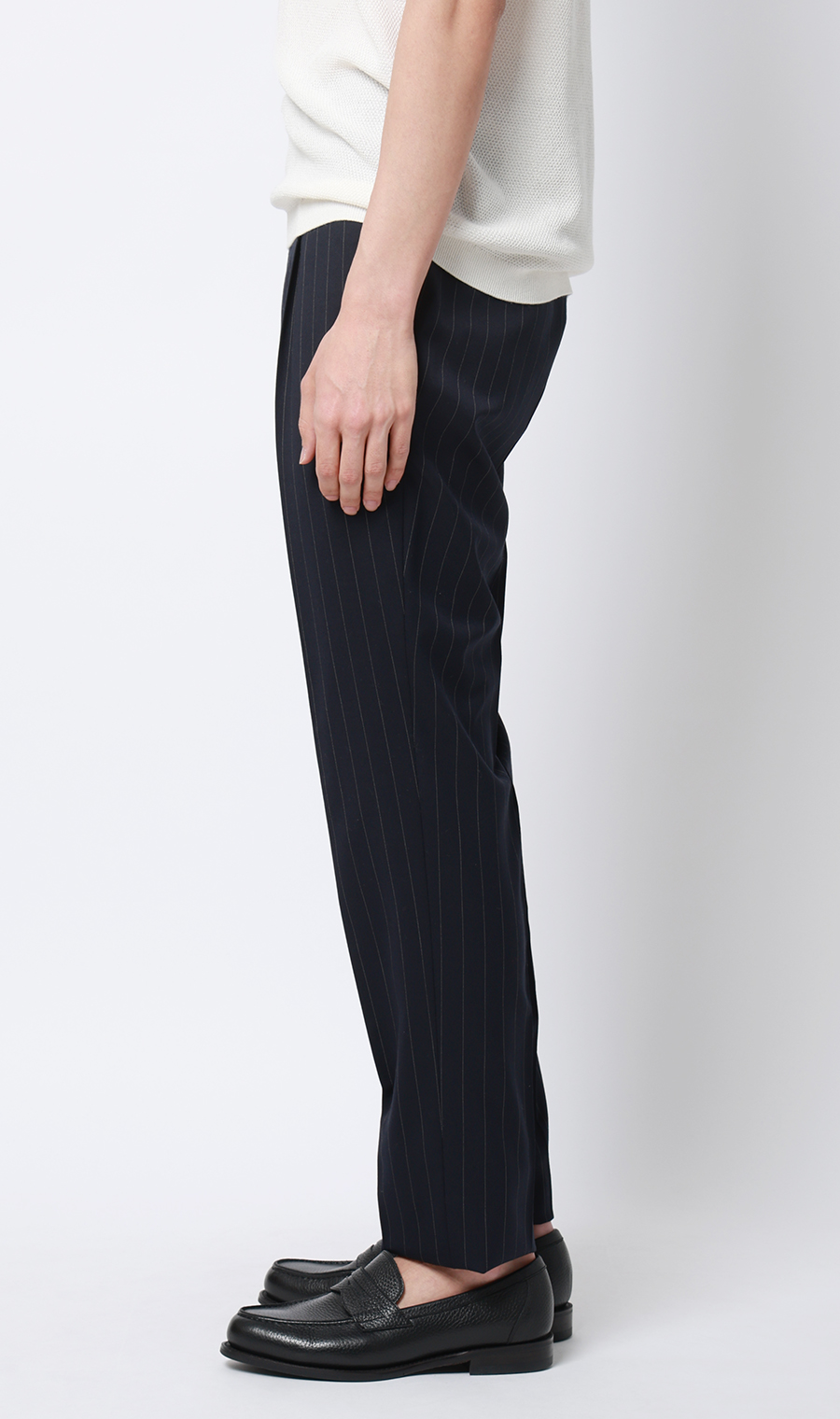 ワンプリーツテーパードパンツ【セットアップ着用可】 ネイビー S