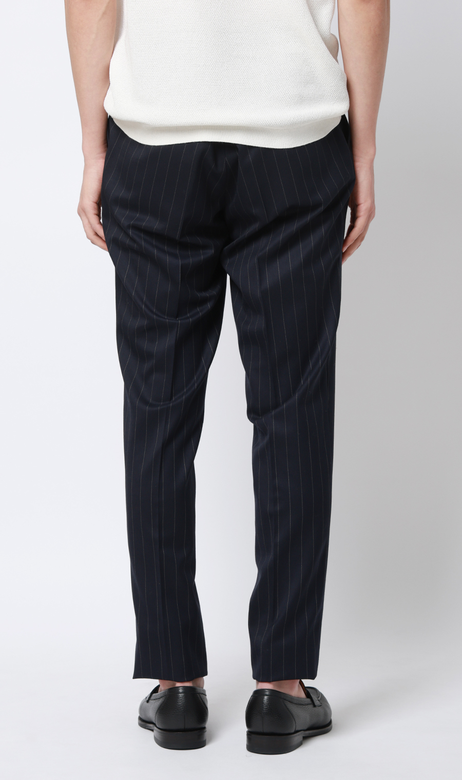 ワンプリーツテーパードパンツ【セットアップ着用可】 ネイビー S