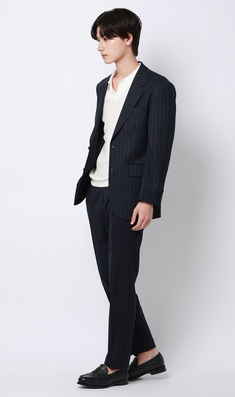 ワンプリーツテーパードパンツ【セットアップ着用可】 ネイビー S