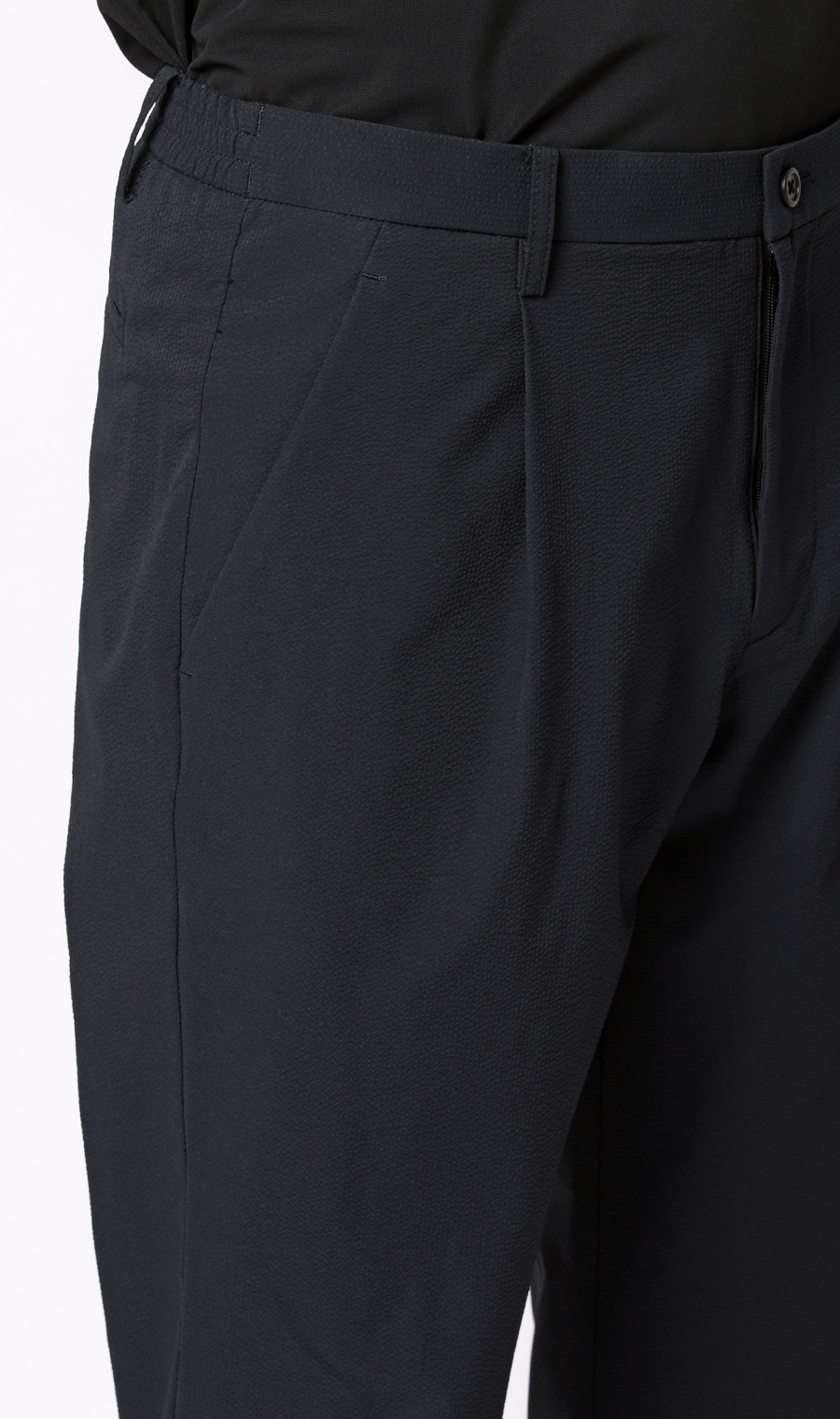 ゼロプレッシャースーツ【スラックス】【シアサッカー】【セットアップ着用可】【裾上げ済み】 ネイビー 76cm