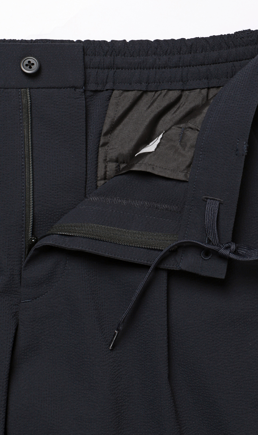 ゼロプレッシャースーツ【スラックス】【シアサッカー】【セットアップ着用可】【裾上げ済み】 ネイビー 76cm