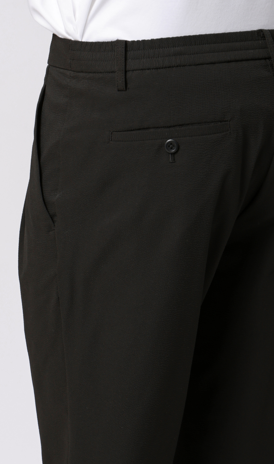 ゼロプレッシャースーツ【スラックス】【シアサッカー】【セットアップ着用可】【裾上げ済み】 ブラック 76cm