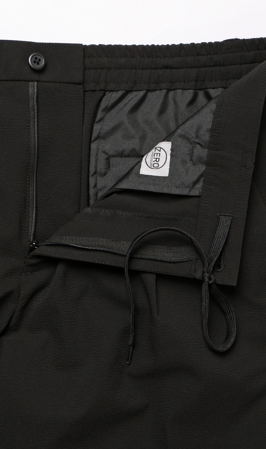 ゼロプレッシャースーツ【スラックス】【シアサッカー】【セットアップ着用可】【裾上げ済み】 ブラック 76cm