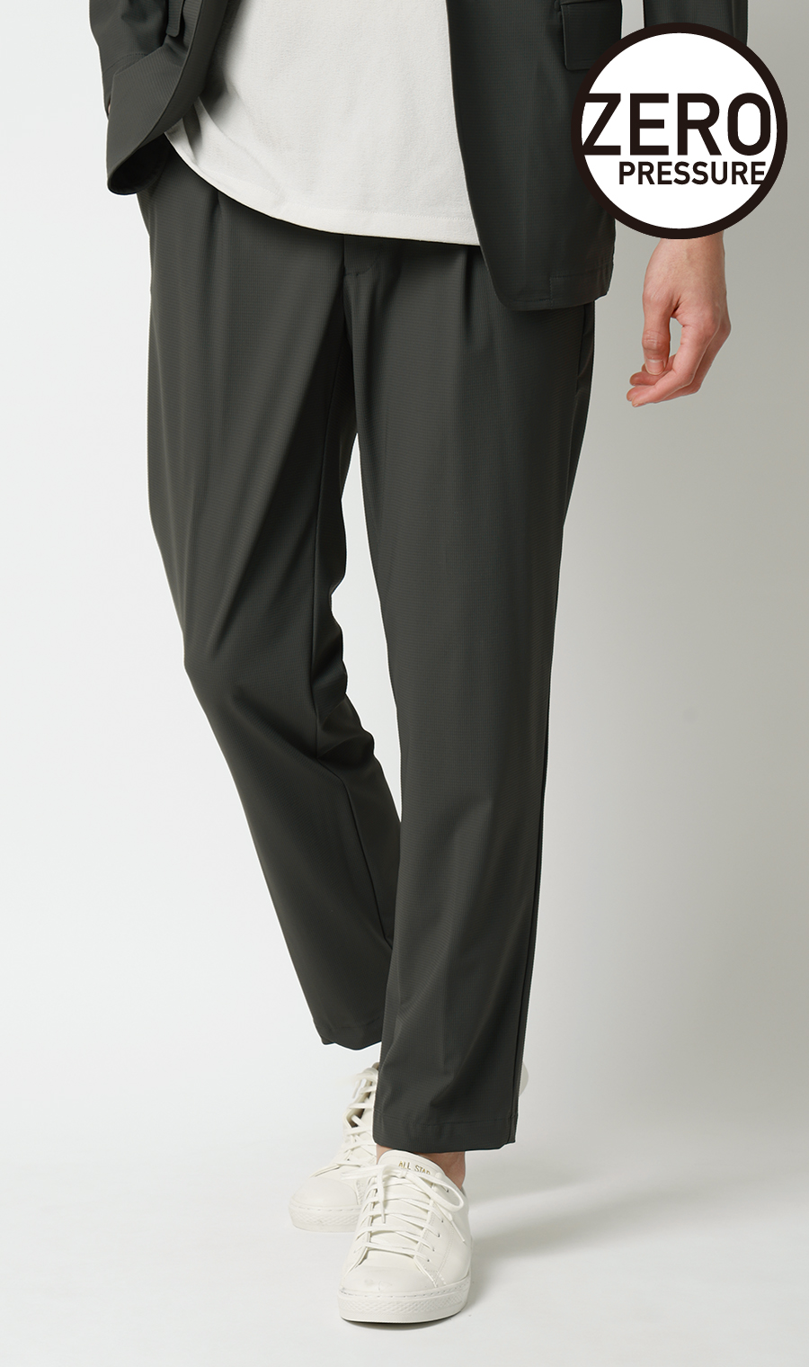 ゼロプレッシャースーツ【スラックス】【2WAYストレッチ】【セットアップ着用可】【裾上げ済み】 チャコール 76cm