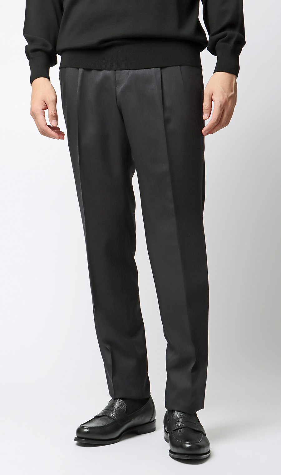 プレミアムスタイリッシュスラックス【ツータック】 チャコール 79cm