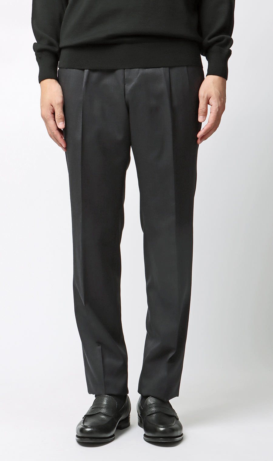 プレミアムスタイリッシュスラックス【ツータック】 チャコール 79cm