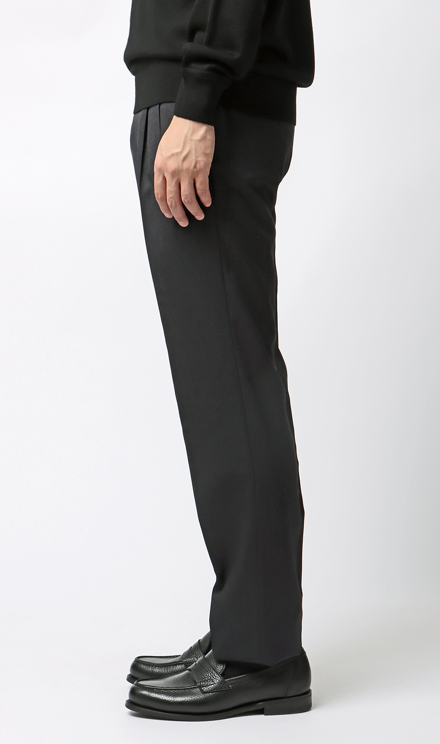 プレミアムスタイリッシュスラックス【ツータック】 チャコール 79cm