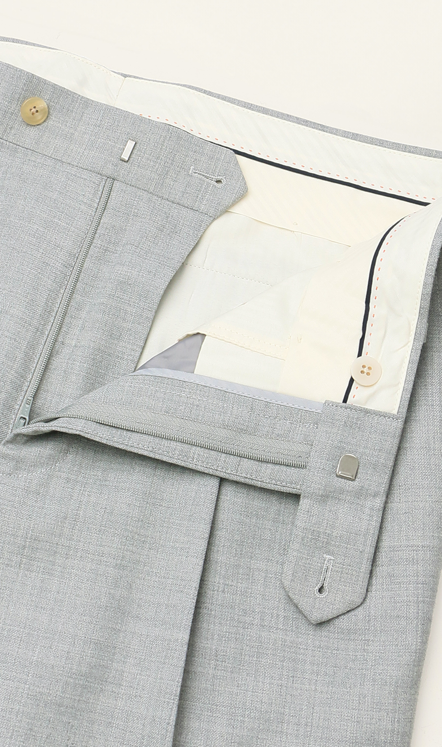 ツープリーツテーパードパンツ【トラッドスタイル】 ライトグレー S