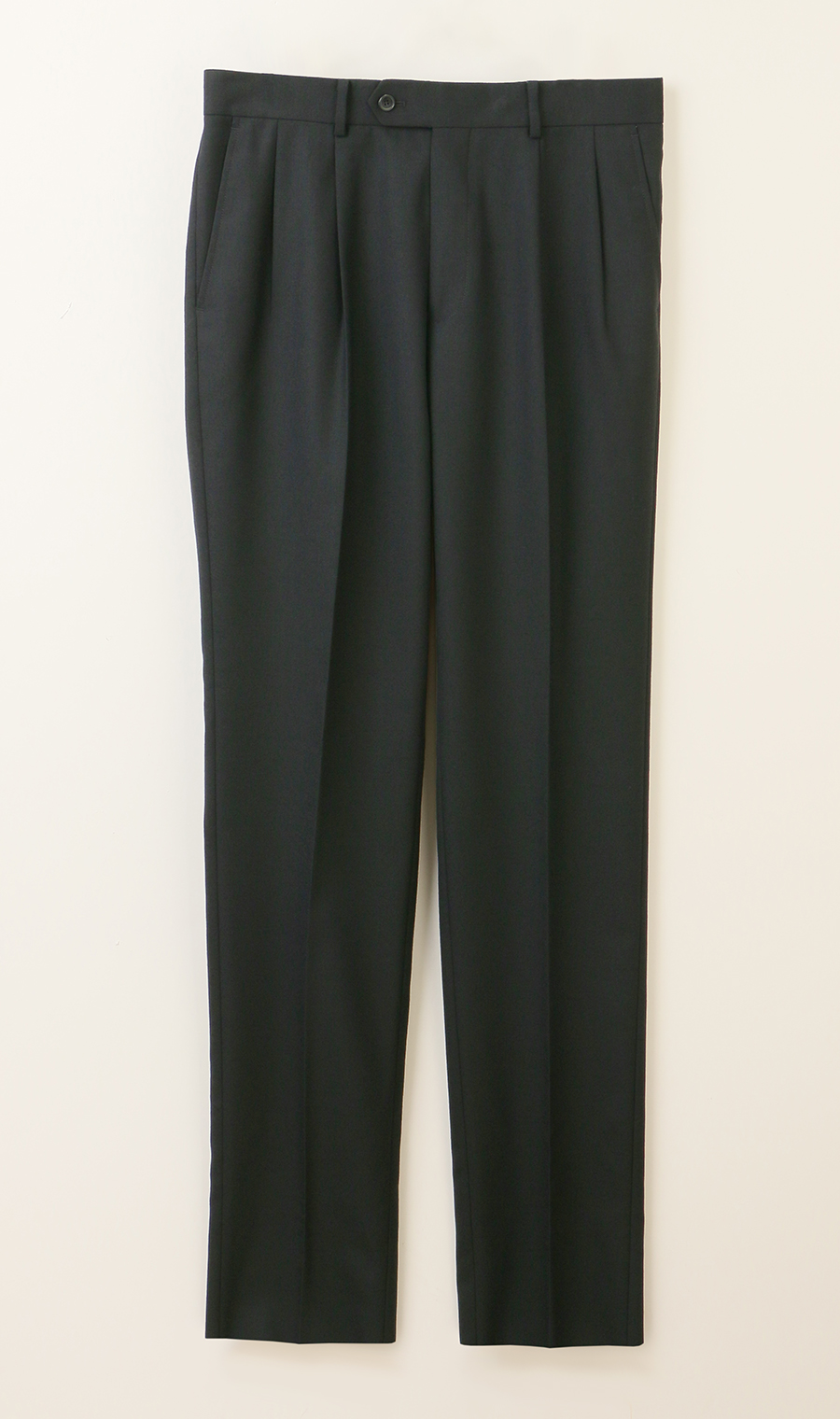 ツープリーツテーパードパンツ【トラッドスタイル】 ブラック S