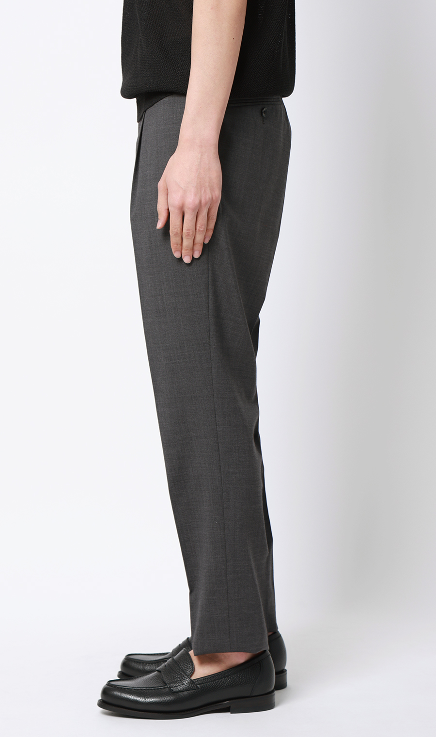 ワンプリーツテーパードパンツ グレー S