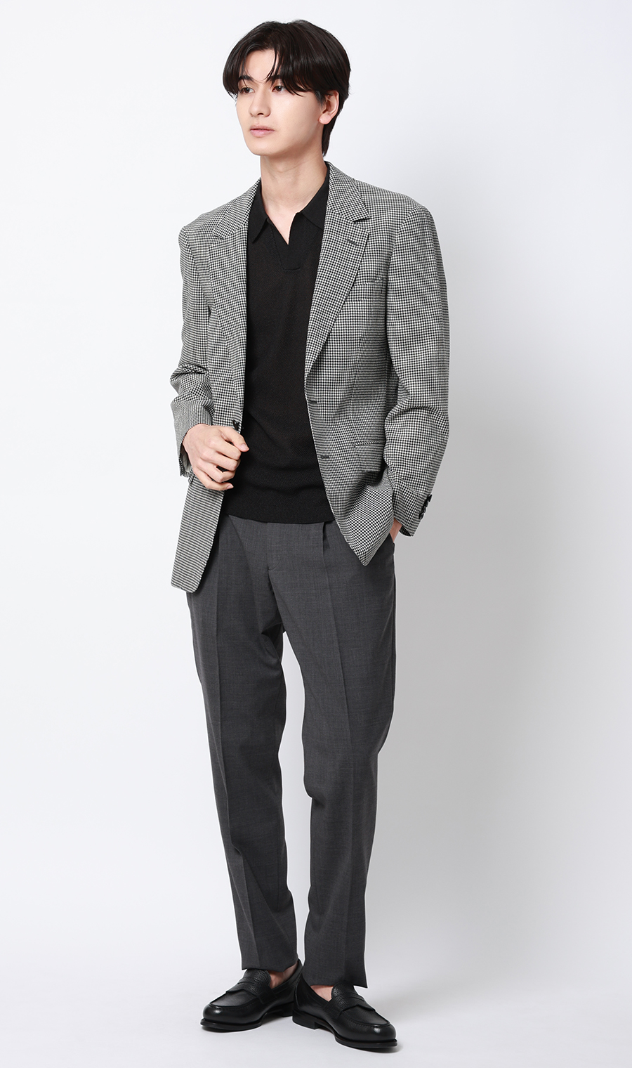 ワンプリーツテーパードパンツ グレー S