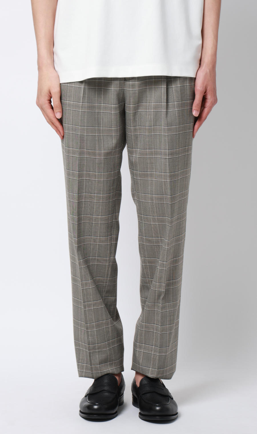 ツープリーツテーパードパンツ グレージュ S