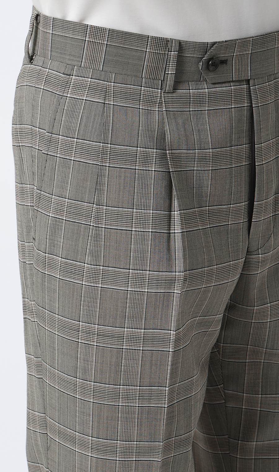 ツープリーツテーパードパンツ グレージュ S