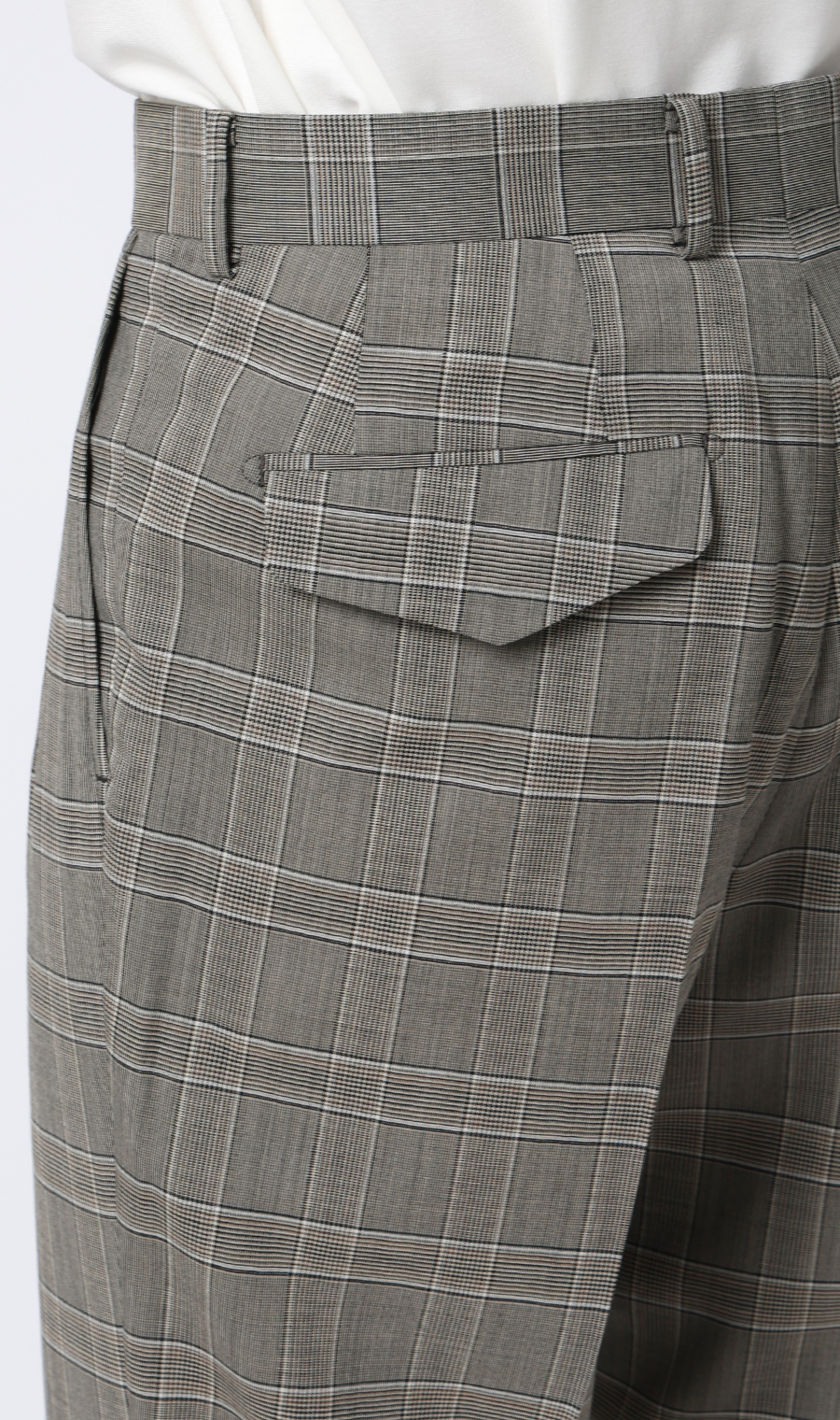 ツープリーツテーパードパンツ グレージュ S