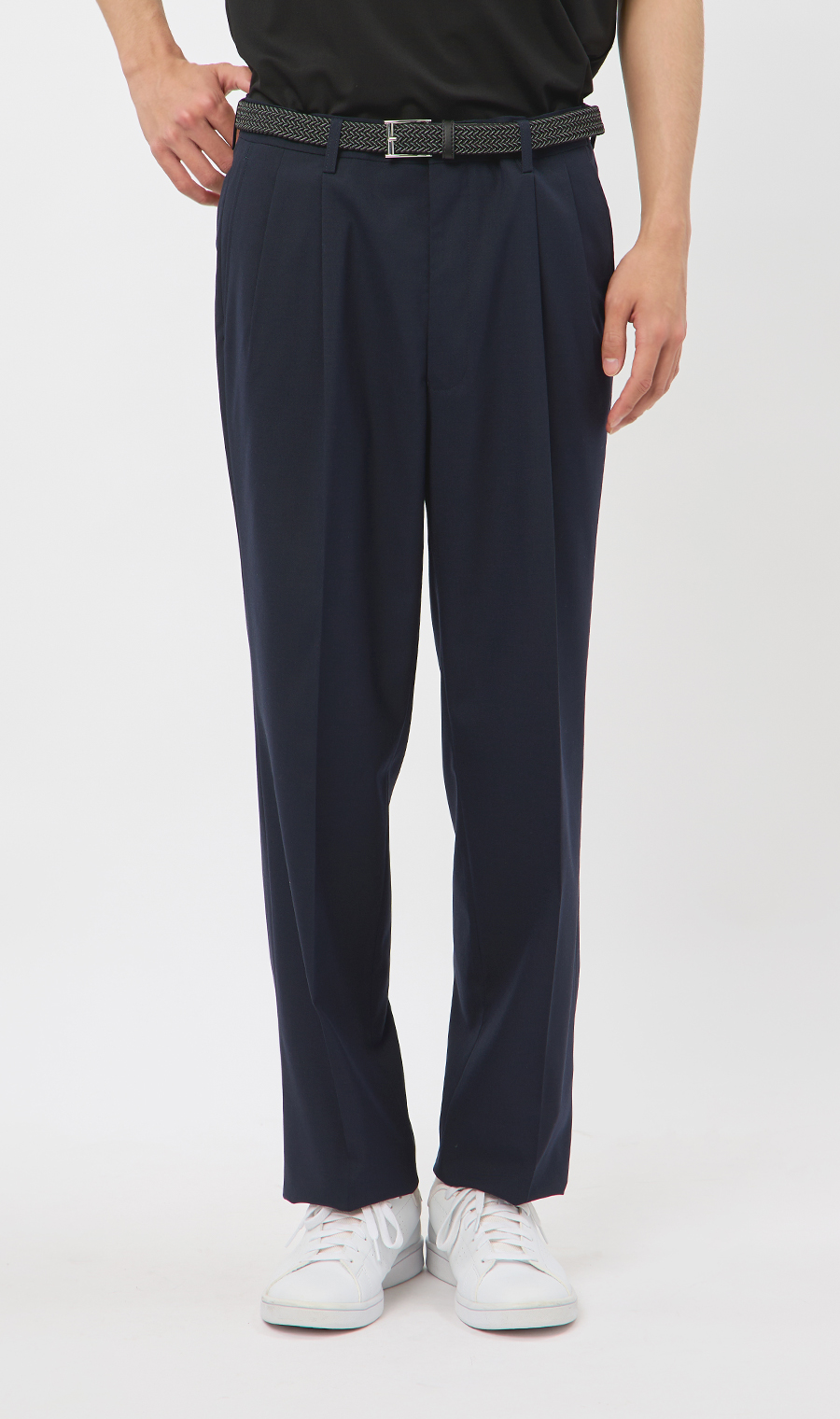 スタンダードスラックス【ツータック】【Plastics Smart】 ネイビー 79cm