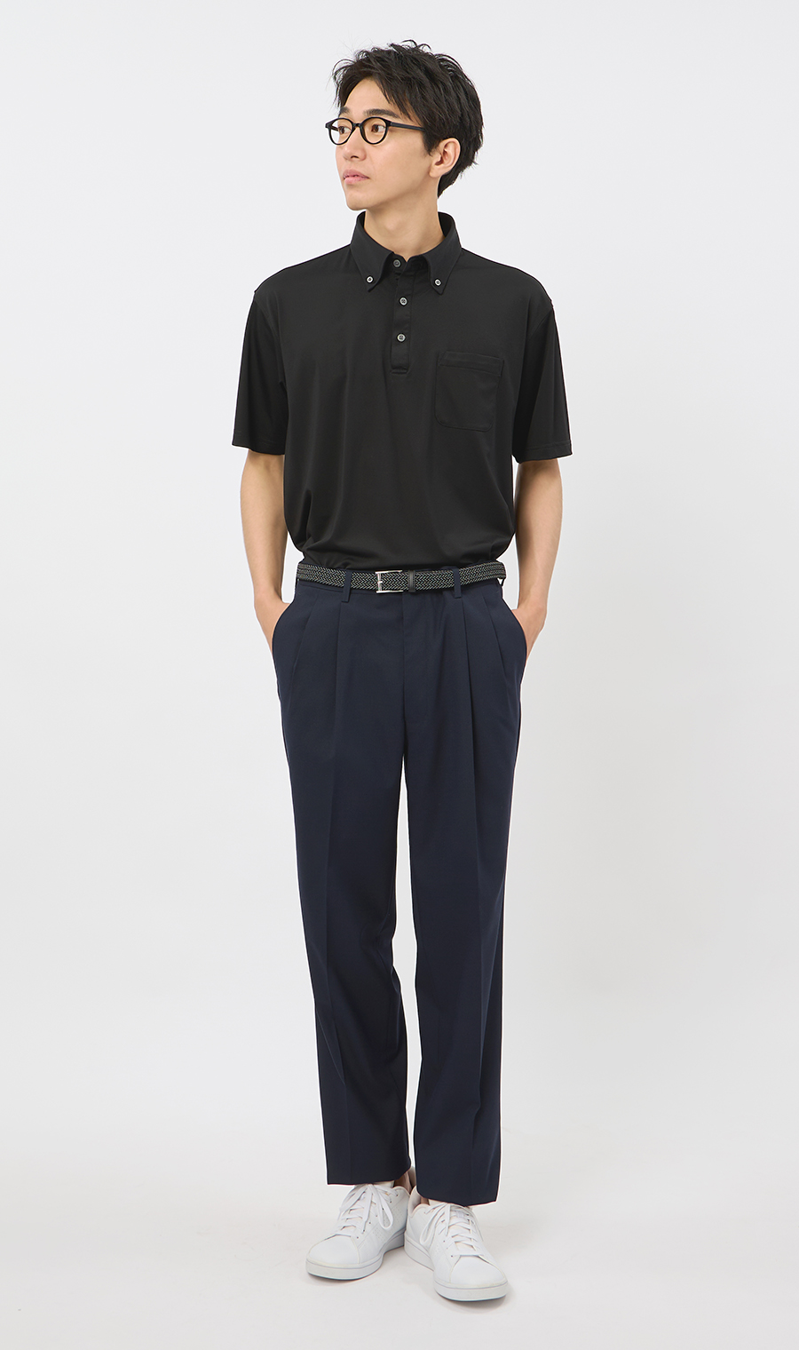 スタンダードスラックス【ツータック】【Plastics Smart】 ネイビー 79cm