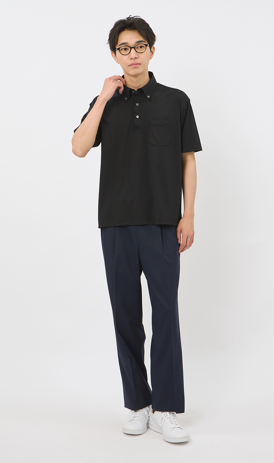 スタンダードスラックス【ツータック】【Plastics Smart】 ネイビー 79cm