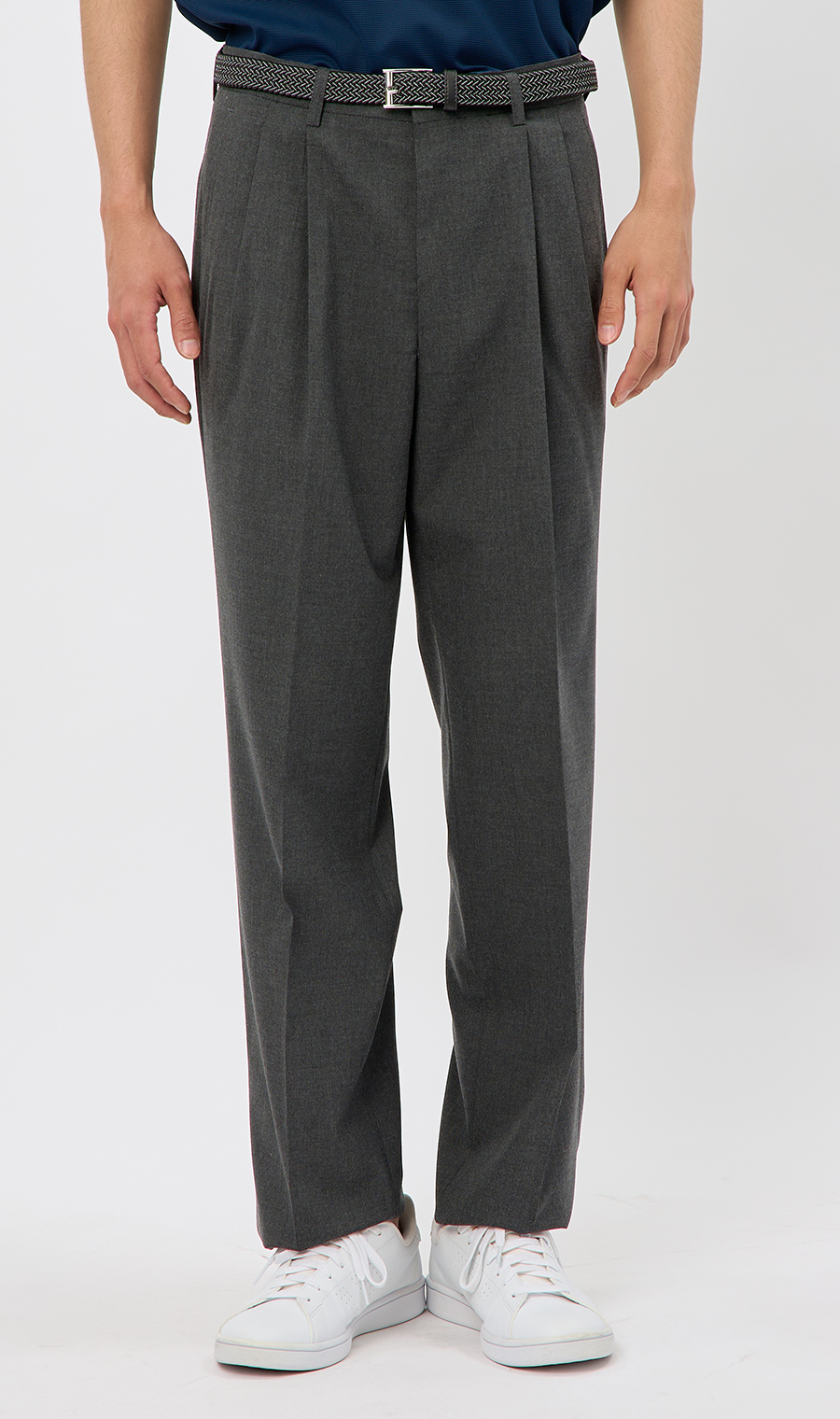 スタンダードスラックス【ツータック】【Plastics Smart】 チャコール 79cm